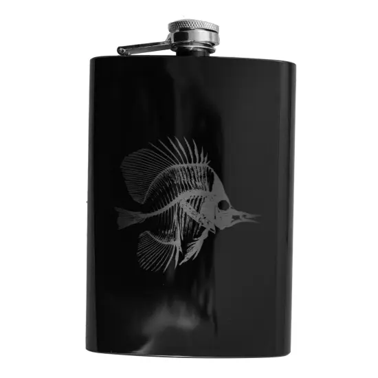 8oz Tropical Bone Fish Black Flask {1}