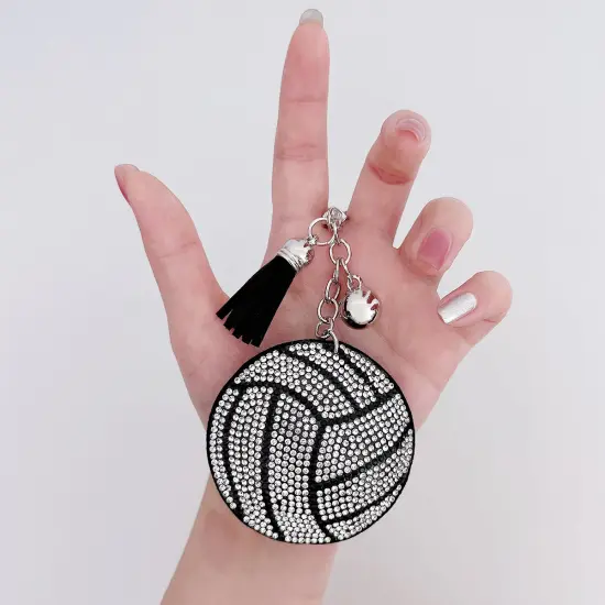 Wrapables Crystal Bling Key Chain Keyring with Tassel Car Purse Handbag Pendant, Volleyball {3}