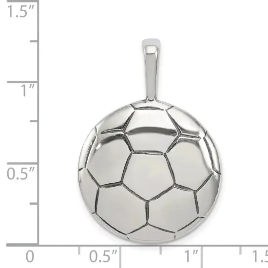 Sterling Silver Antiqued Soccer Ball Pendant Charm Jewerly 33mm x 22mm {4}