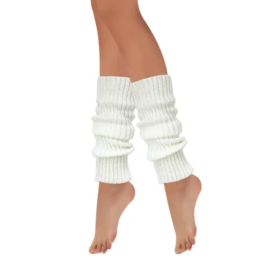Wrapables 80's Style Neon Fluorescent Ribbed Leg Warmers Cream {3}