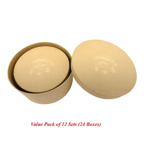 Value Pack of 12 Round Box with Embossed Santa - 2 pc. Set {3}