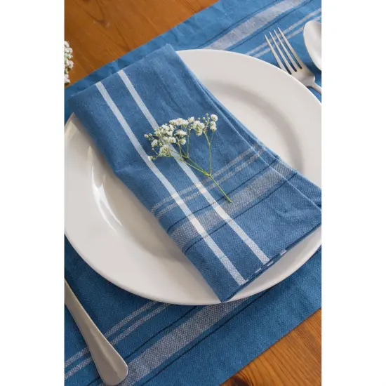 DII Blue Chambray French Stripe Placemat (Set of 6) {3}