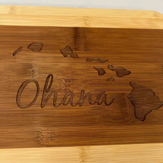 Ohana (family) Hawaii Cutting Board 14''x9.5''x.5'' Bamboo {3}