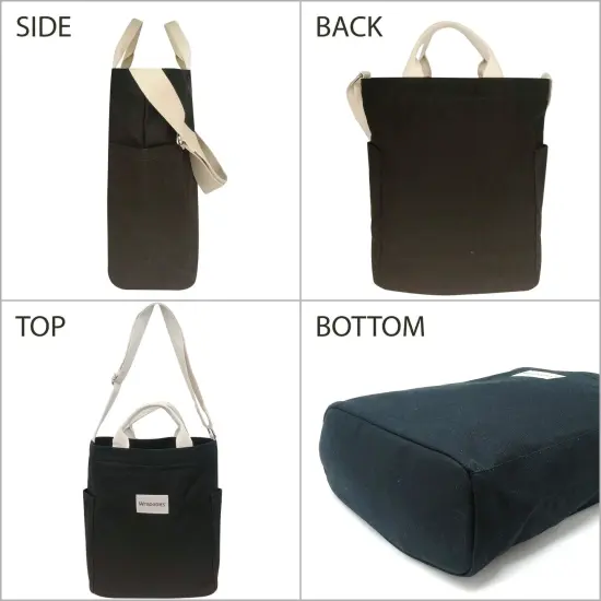 Wrapables Canvas Tote Bag for Women, Casual Cross Body Shoulder Handbag Black {2}