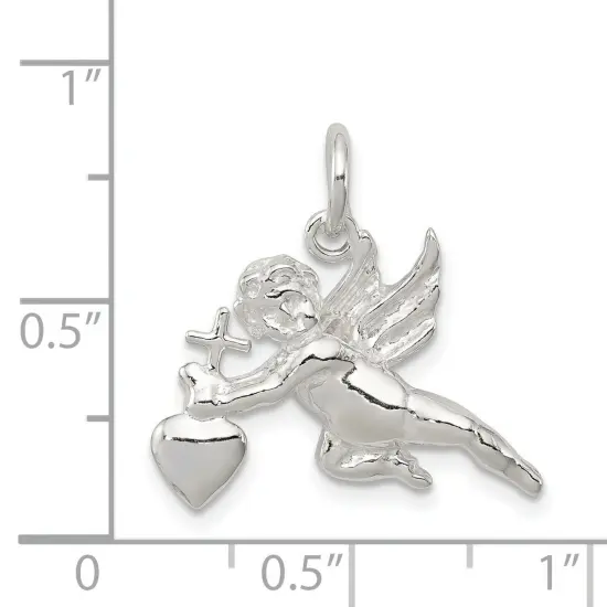 Sterling Silver Angel Heart Cross Charm Pendant Jewelry 21mm x 19mm {5}