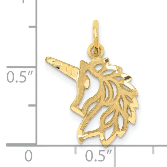 14K Yellow Gold Unicorn Charm Pendant FindingKing Jewerly 20mm x 15mm {4}