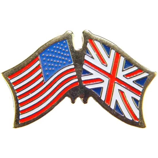 American & Great Brittan Flags Pin 1" {1}