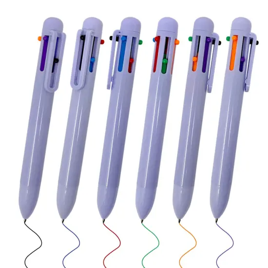 Wrapables Multi-Color 6-in-1 Retractable Ballpoint Pens for Home, Office, Stationery (Set of 8) Pastel {3}