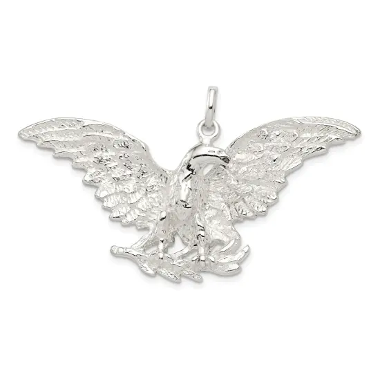 Sterling Silver Eagle Pendant Charm Bird Jewelry 35mm x 49mm {1}