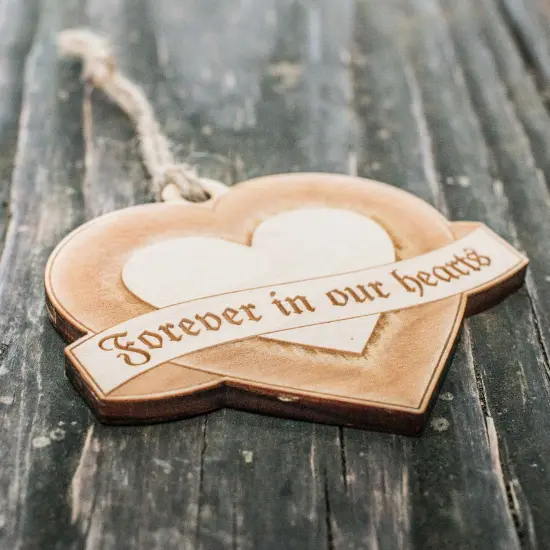 Ornament - Forever in our Hearts - Raw Wood 3x3in {2}