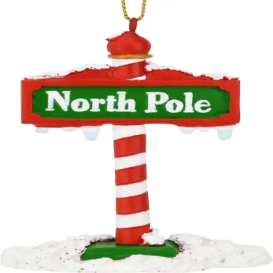 Tree Buddees The North Pole Sign Covered in Snow Christmas Tree Ornaments {1}
