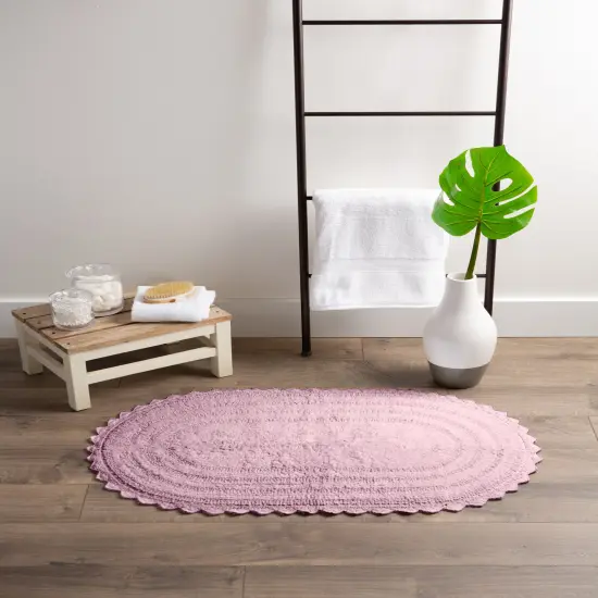 DII Mauve Small Oval Crochet Bath Mat {2}