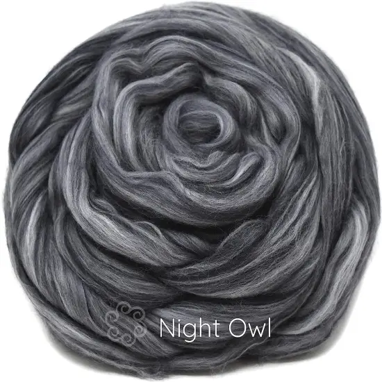 100% Superfine Merino Fiber: Winner's Circle. Soft Combed Top Roving Color Blend for Spinning, Felting, Weaving Night Owl {2}