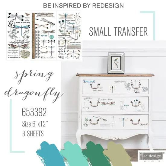 Prima Marketing Re-Design Decor Transfers 6"X12" 3/Sheets-Spring Dragonfly {2}