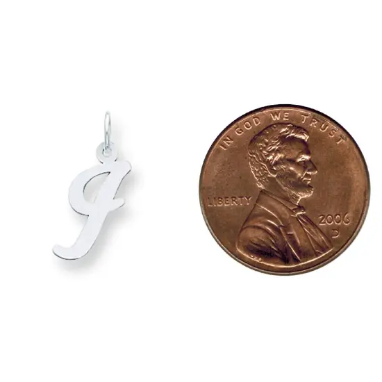 Sterling Silver Medium Script Initial Letter I Charm Jewerly 18mm x 8mm {2}