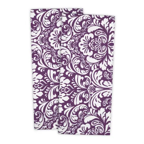 DAMASK DISHTOWEL Set of 2 EGGPLANT {1}