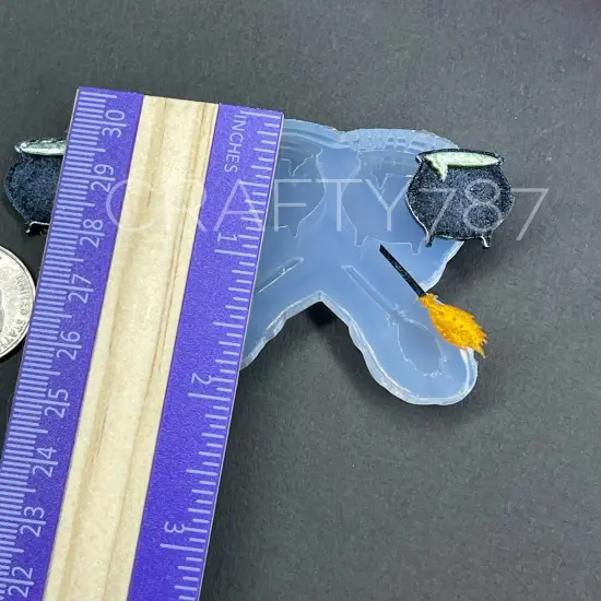 Witch Broom & Cauldron Studs Silicone Mold(A8) {6}