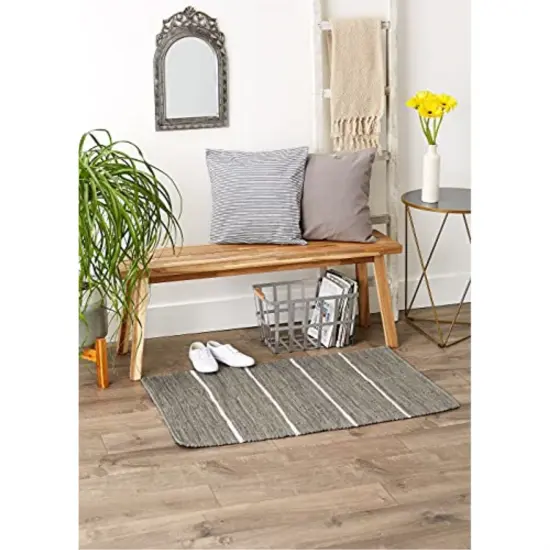 DII Gray and Cream Farmhouse Check Rug 26x40 inches {5}