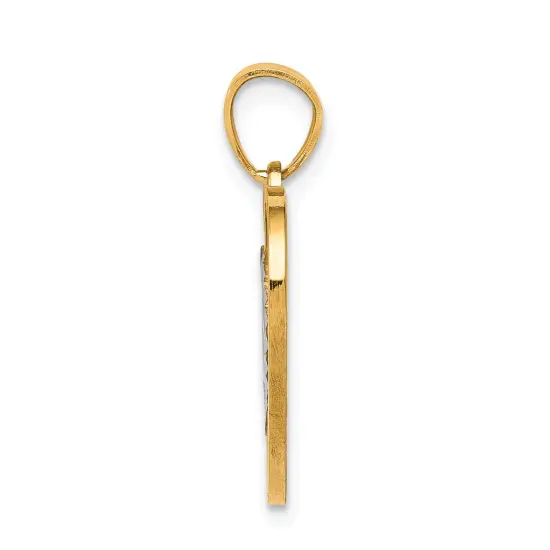 10K Gold Two Tone Sweet 15 Heart Pendant Charm Jewelry 20mm x 16mm {3}