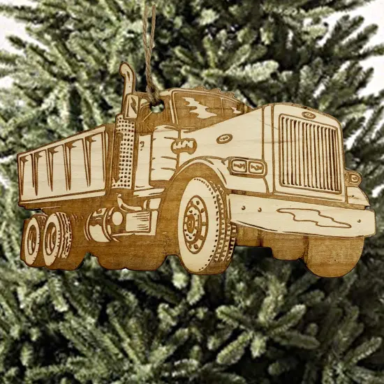 Dump Truck - Raw wood Ornament {3}