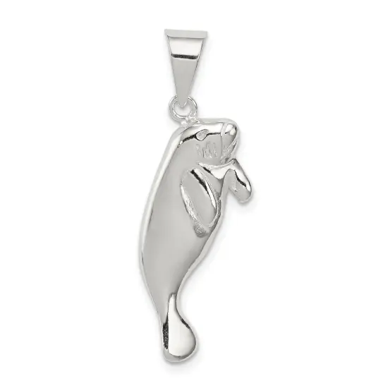 Sterling Silver Manatee Charm Pendant Sea Life Jewelry 31mm x 15mm {1}
