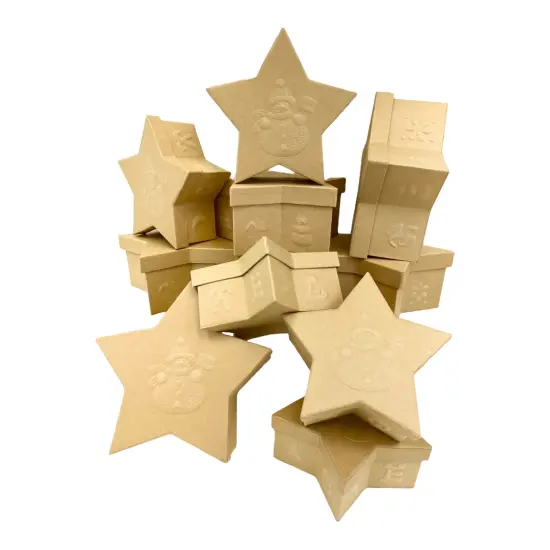 Value Pack of 12 Star Box with Embossed Snowman - 2 pc. Set {1}