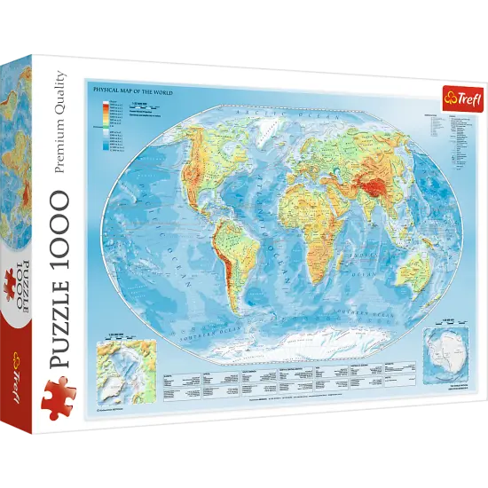 1000 Piece Jigsaw Puzzles, Physical Map of The World, Puzzle of the Earth with Countries, Adult Puzzles, Trefl 10463 {1}