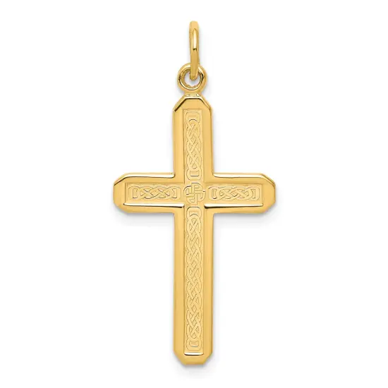 10K Gold Cross Charm Pendant Jewelry 32 x 16mm {1}