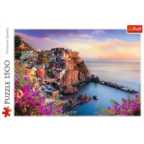 1500 Piece Jigsaw Puzzles, View of Manarola, Ocean Paradise, Italy, Coastal City,Adult Puzzles, Trefl 26137 {3}