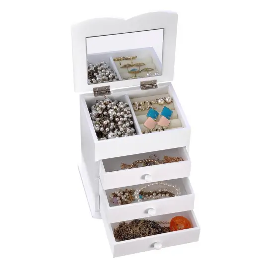 JEWELRY BOX (SMALL,3 DRAWERS)-White {1}