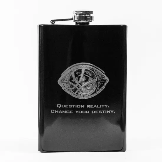 8oz BLACK Question Reality Flask {1}