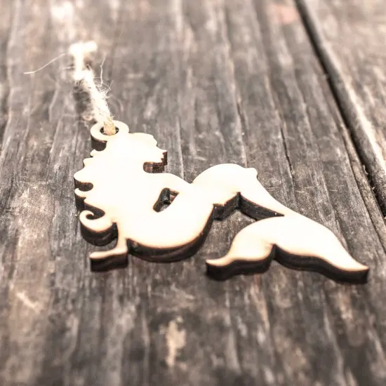 Ornament - Mermaid - Raw Wood 3x3in {3}