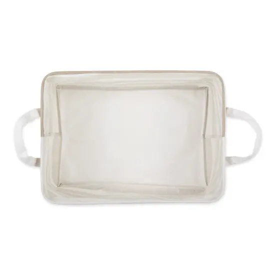 DII PE-Coated Cotton Polyester Laundry Bin Stripe Stone Rectangle Extra Large 12.5x17.5x10.5 (Set of 2) {2}