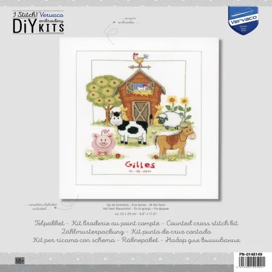 Vervaco Counted Cross Stitch Kit 8.75"X11.5"-At The Farm Record On Aida {4}