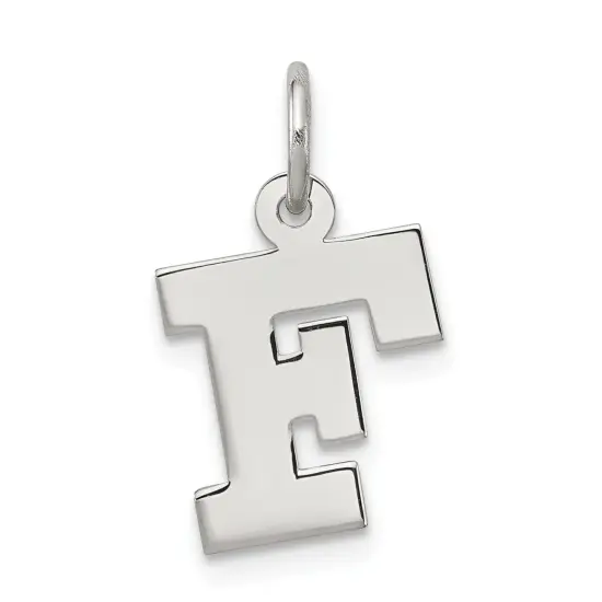 Sterling Silver Small Block Initial Letter F Charm Jewerly 16mm x 10mm {1}