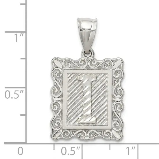Sterling Silver Framed Initial Letter I Charm Pendant Jewerly 30mm x 18mm {2}