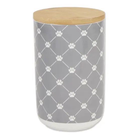 DII Gray Trellis Paw Ceramic Treat Canister {1}