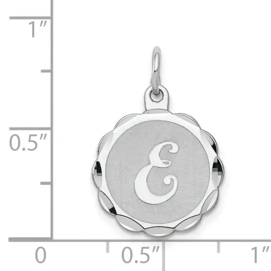 Sterling Silver Brocaded Lower Case Initial E Charm Jewerly 22mm x 16mm {5}