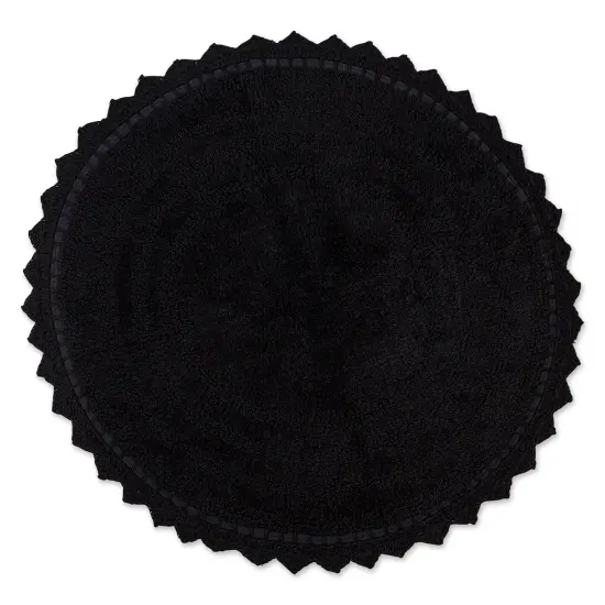 DII Black Round Crochet Bath Mat {1}