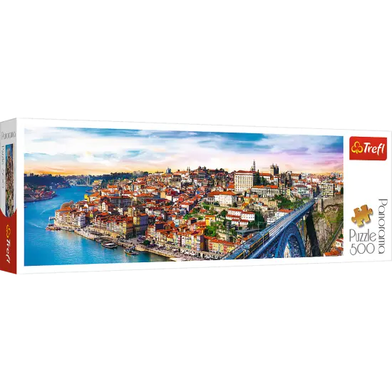 Panorama 500 Piece Jigsaw Puzzle, Porto, Portugal, Coastal City, Train, Puzzle of Europe, Adult Puzzles, Trefl 29502 {1}