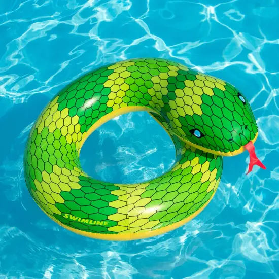 Swimline 28" Green and Yellow Snake Swimming Pool Inner Tube Float {3}