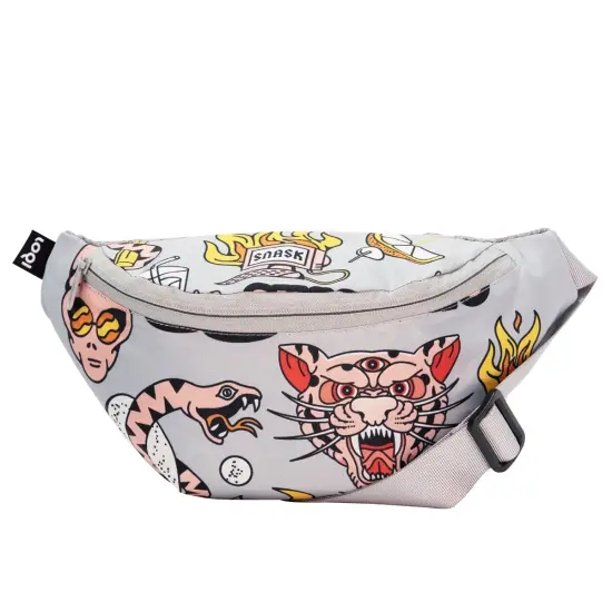 LOQI Artist Bumbag, Snask Tiger Snake Beer Grey, One Size {2}