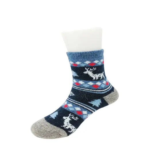 Wrapables Children's Thick Winter Warm Wool Socks (Set of 6), Christmas Reindeer / Medium {4}