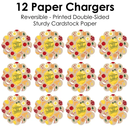 Big Dot of Happiness Sukkot - Sukkah Jewish Holiday Round Table Decorations - Paper Chargers - Place Setting For 12 {7}