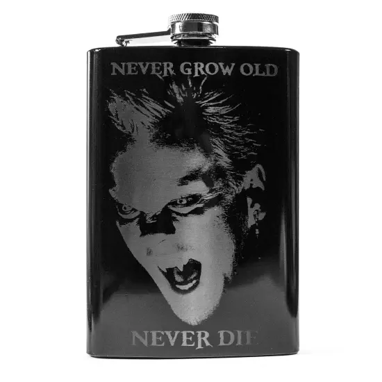 8oz BLACK Never Grow Old Flask {1}
