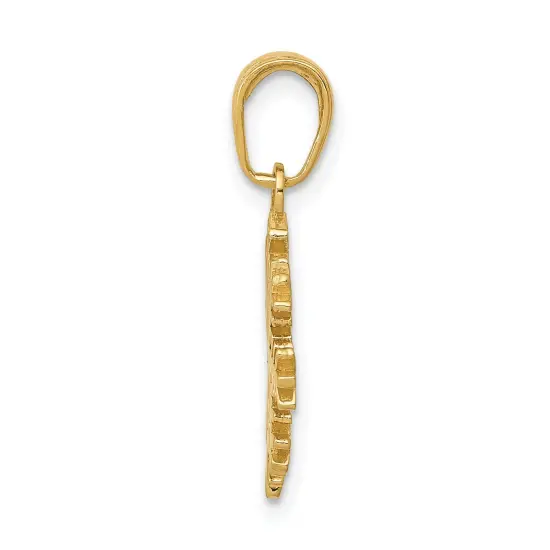 14K Yellow Gold 3D Snowflake Charm Winter Pendant Jewerly 20mm x 14mm {3}