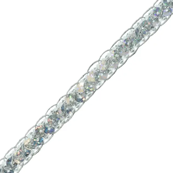 100yards of Thea Sequin Braid Cord Trim | 100 yard cut Silver {1}