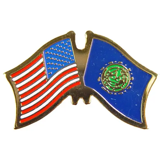 American & New Hampshire Flags Pin 1" {1}