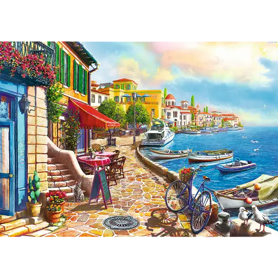 1000 Piece Jigsaw Puzzles, Sunny Embankment, Coastal City, Ocean, Adult Puzzles, Trefl 10527 {2}