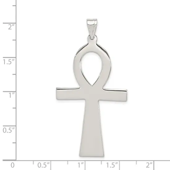 Sterling Silver Ankh Pendant Charm Religious Jewelry 50mm x 26mm {4}